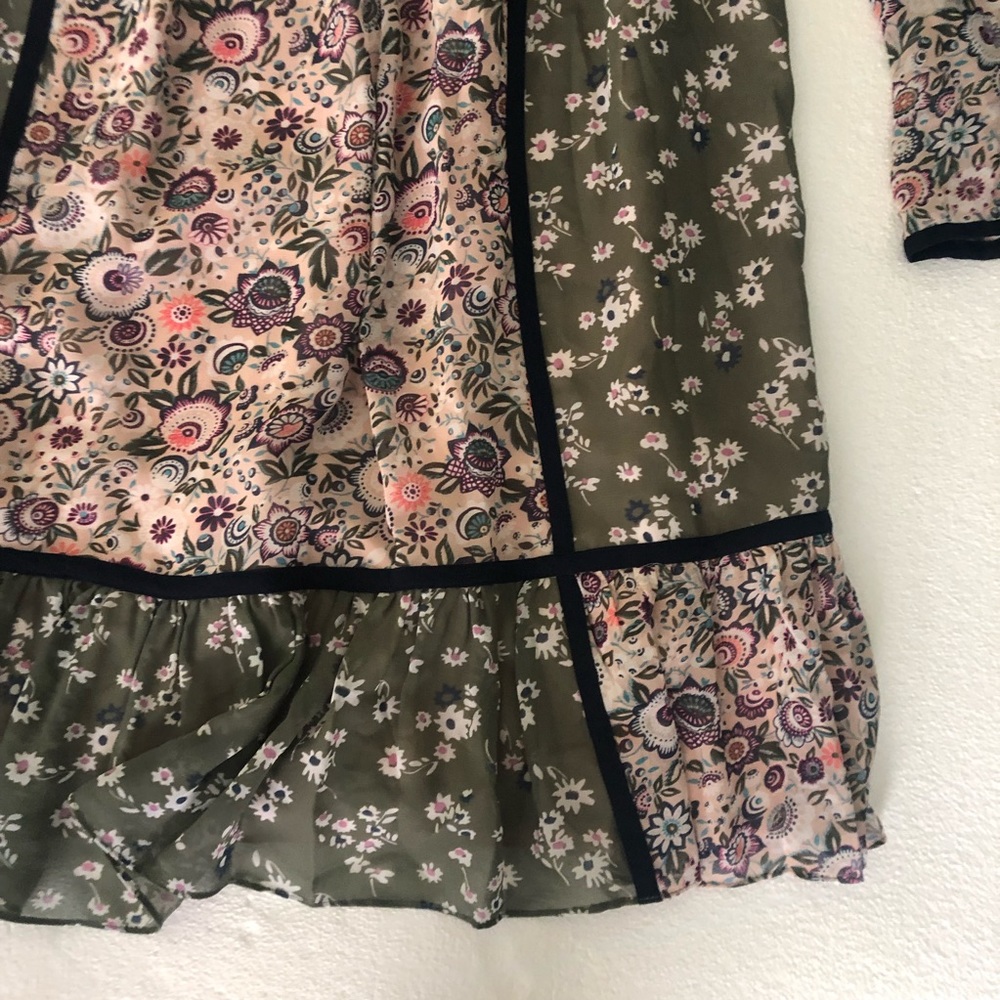 Juicy Couture NWOT pink green floral bohemian long sleeve mini dress - Picture 4 of 12